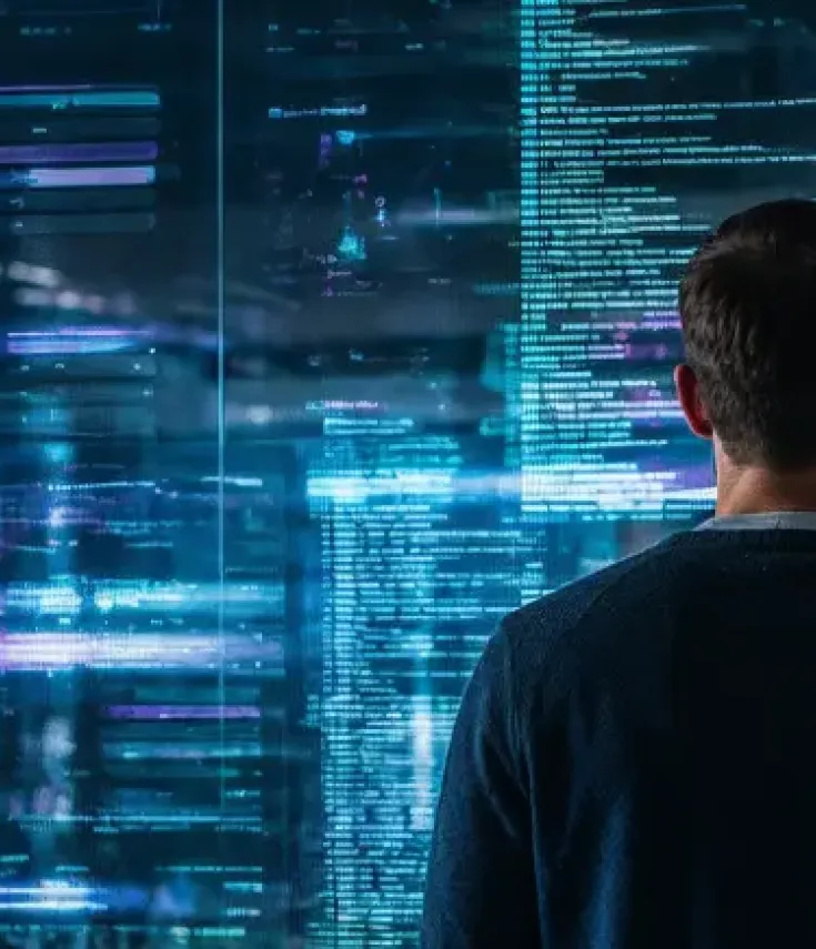 Visualización de datos empresariales y financieros con gráficos estadísticos en papel y pantalla de portátil en un entorno de análisis de Data Science.
