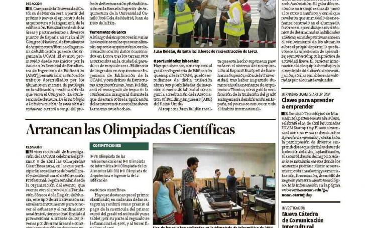 La UCAM, en el diario La Opinión