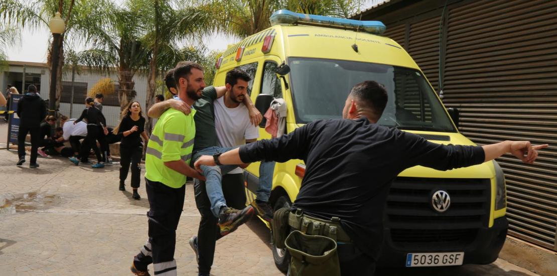 Instante del silmulacro en el Campus de Los Jerónimos
