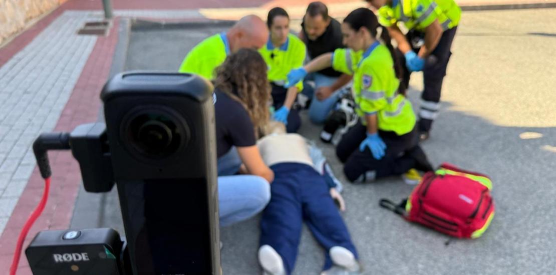 Instante de la simulación organizada conjuntamente por el 061 y la UCAM