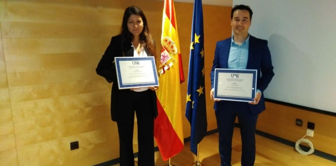 Dos estudiantes de Turismo de la UCAM, premios nacionales de la Asociación Española de Normalización