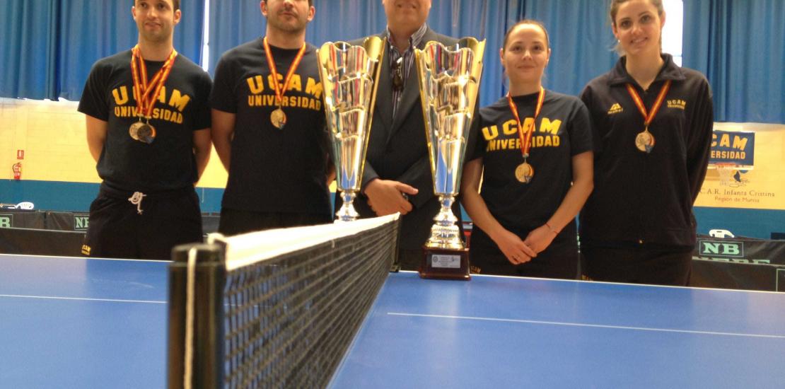 La UCAM domina y suma tres oros y dos bronces en tenis de mesa