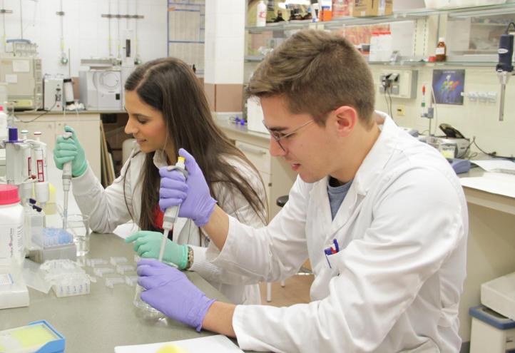 Estudiantes UCAM en un Laboratorio en el Campus de Los Jerónimos
