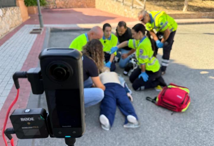 Instante de la simulación organizada conjuntamente por el 061 y la UCAM