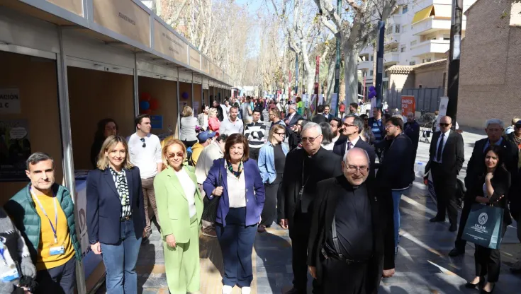 María Dolores García, presidenta de la UCAM; José Manuel Lorca, obispo de Cartagena; Conchita Ruiz, consejera de Política Social, Familias e Igualdad de la CARM; y Antonio Alcaraz, director de la Muestra, en la Muestra.